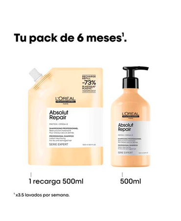 LP LOREAL SERIE EXPERT ABSOLUT REPAIR SHAMPOO GOLD QUINOA 500 ML. REFILL 2026