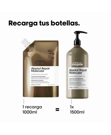 LP LOREAL SERIE EXPERT ABSOLUT REPAIR MOLECULAR SHAMPOO 1000 ML. REFILL 2026