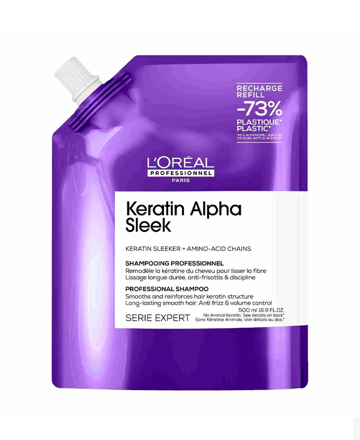 LP LOREAL SERIE EXPERT KERATIN ALPHA SLEEK SHAMPOO 500 ML. REFILL 2026