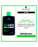 SCHWARZKOPF 3D MEN HAIR & BODY SHAMPOO 250 ML. - El Palacio De La Belleza