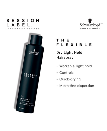 SCHWARZKOPF SESSION LABEL NO.2 THE FLEXIBLE DRY LIGHT HOLD HAIRSPRAY 500 ML.
