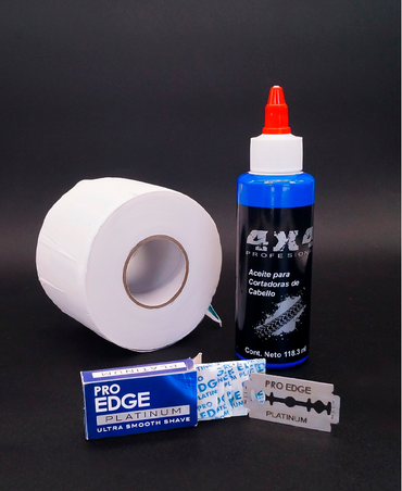 4X4 COMBO BARBER STAR 2 MAQUINAS /ACEITE/CEPILLO/NAVAJAS/PAPEL CUELLO