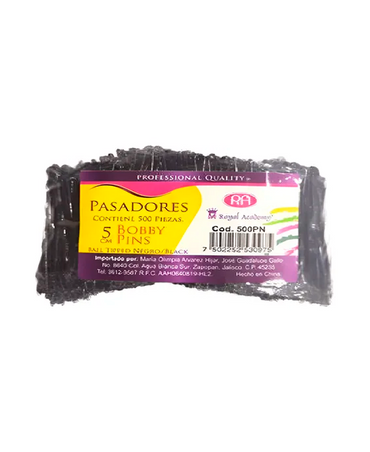 RA ROYAL ACADEMY PASADORES NEGROS BOLSA  1 1/2" C/500 PZAS. 500 PM