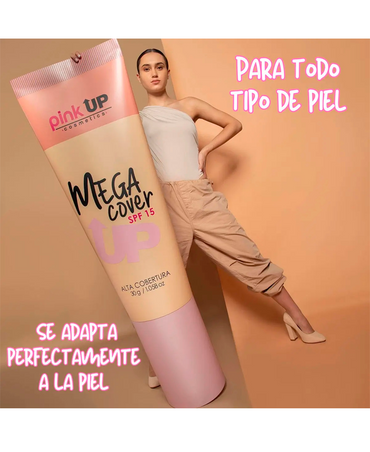 PINK UP MEGA COVER MAQUILLAJE LIQUIDO PKC100 IVORY - El Palacio De La Belleza