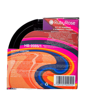 RUBY ROSE RAINBOW KIT 9 SOMBRAS+ 1 PRIMER HB-9986/1