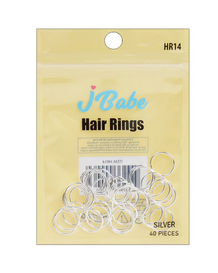 J BABE HAIR RINGS 40 PIEZAS SILVER HR14