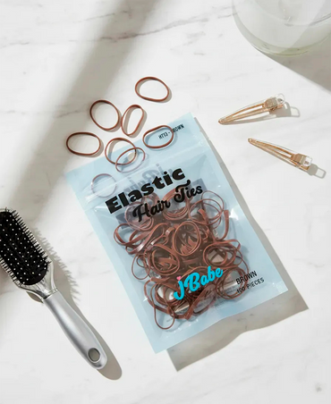 J BABE ELASTIC HAIR TIES BROWN HT13