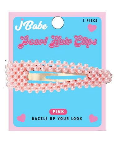 J BABE PEARL HAIR CLIPS TRIANGULO PINK HC12