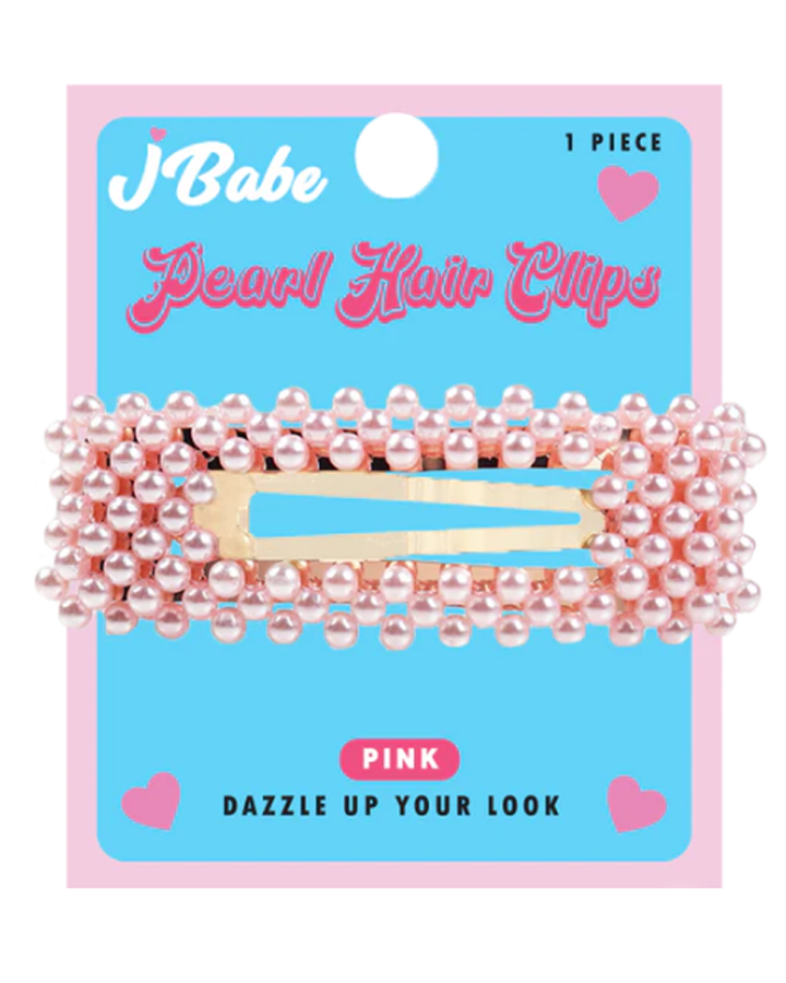 J BABE PEARL HAIR CLIPS RECTANGULO PINK HC13