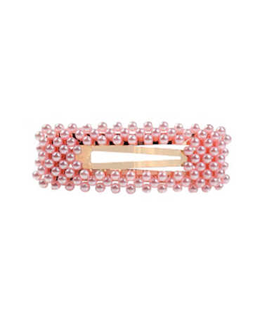 J BABE PEARL HAIR CLIPS RECTANGULO PINK HC13