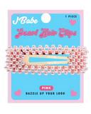 J BABE PEARL HAIR CLIPS RECTANGULO PINK HC13