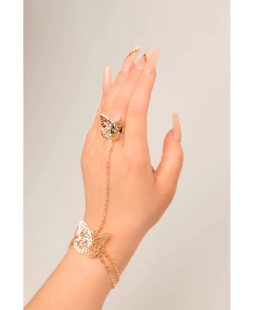 J BABE RING HAND BRACELET BUTTERFLY RB16