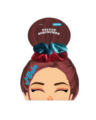 J BABE VELVET SCRUNCHIES MEDIANO BLUE RED 2 PZS VS17