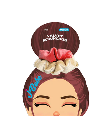 J BABE VELVET SCRUNCHIES MEDIANO PINK BEIGE 2 PZS VS18