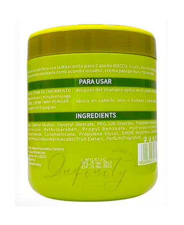 ROCCO HAIR FOOD AGUACATE AVOCADO EXTRACT MASCARILLA 1 MINUTO 1000 ML.
