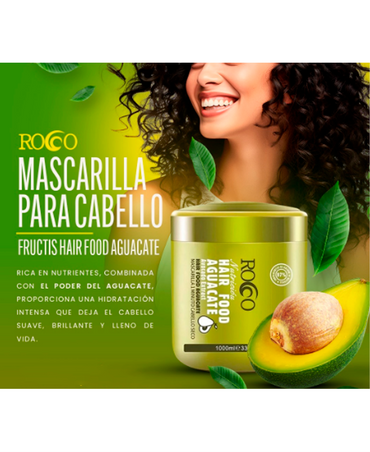 ROCCO HAIR FOOD AGUACATE AVOCADO EXTRACT MASCARILLA 1 MINUTO 1000 ML.