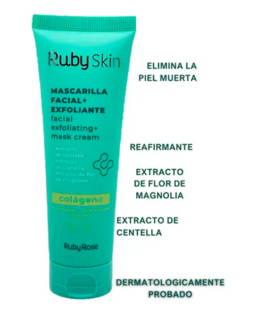 RUBY SKIN MASCARILLA FACIAL + EXFOLIANTE  COLAGENO 50 ML.HB-205