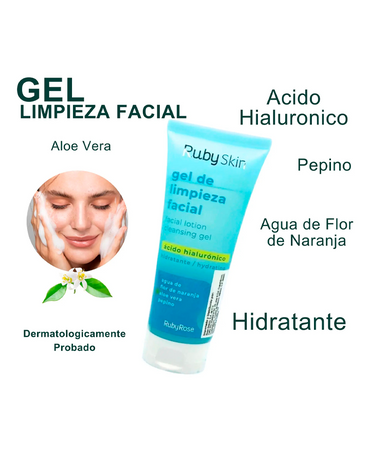 RUBY SKIN GEL DE LIMPIEZA FACIAL ACIDO HIALURONICO 100 ML.HB-500