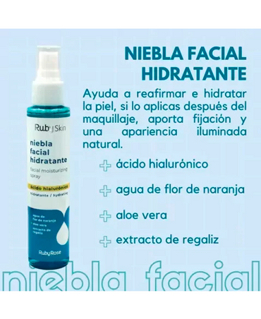 RUBY SKIN NIEBLA FACIAL HIDRATANTE ACIDO HIALURONICO 116 ML.HB-502