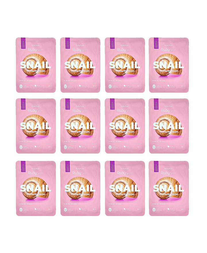 RUBY SKIN SNAIL MASCARILLA FACIAL BRILLANTE-REPARAR 25 ML.HB-806 CAJA 12 PZAS
