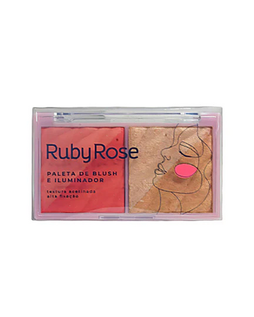 RUBY ROSE PASSION PALETA DE BLUSH E ILUMINADOR HB-7533-1