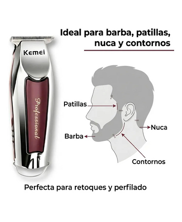 KEMEI TRIMMER INALAMBRICA PLATA CON VINO KM-9163