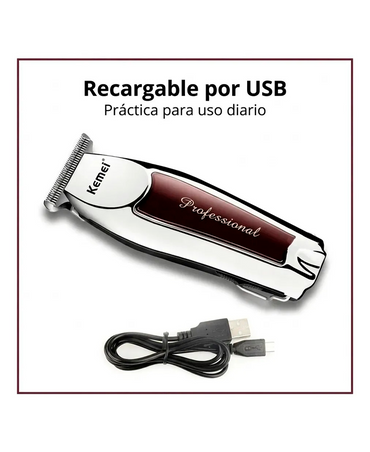 KEMEI TRIMMER INALAMBRICA PLATA CON VINO KM-9163