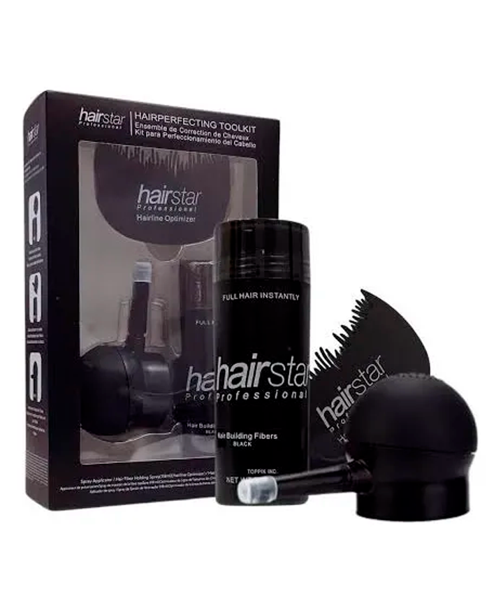 HAIR STAR POLVO FIBRAS CAPILARES CON BOMBA DISPERSORA TONO NEGRO
