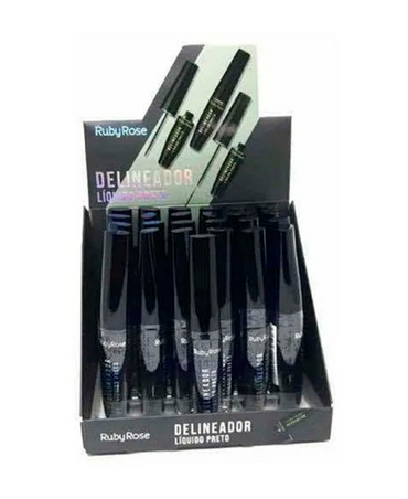 RUBY ROSE DELINEADOR LIQUIDO NEGRO PINCEL HB-8406 BLISTER CON 24 PIEZAS