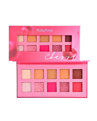 RUBY ROSE CHERRY KIT 10 SOMBRAS 6 MATTE /4 METALICOS HB-1050