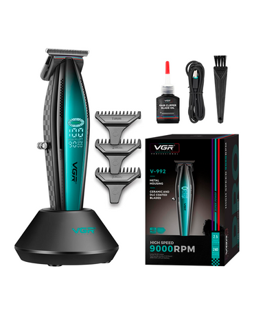 VGR TRIMMER NEGRO CON VERDE 9000 RPM V-992 - El Palacio De La Belleza