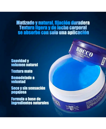 ROCCO AQUA HAIR GEL WAX BLUE 150 ML.