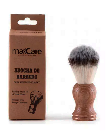MAX CARE BROCHA DE BARBERIA PARA AFEITAR MANGO MADERA CERDA BLANCA
