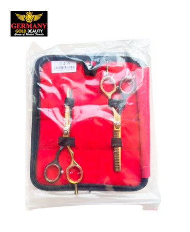GERMANY KIT TIJERAS 2 PIEZAS DORADA/GOLD CON NEGRO D-409