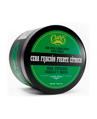 CHARLES CERA CITRICA BARBA Y CABELLO FIJACION FUERTE 113 GRS.