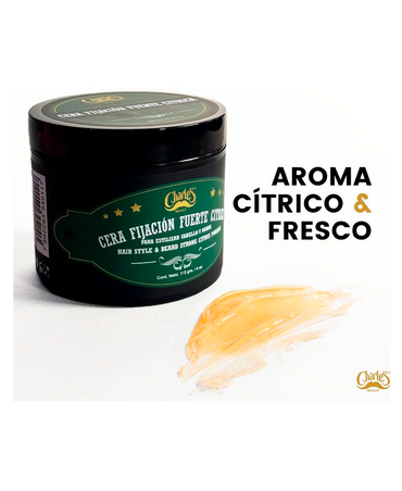 CHARLES CERA CITRICA BARBA Y CABELLO FIJACION FUERTE 113 GRS. - El Palacio De La Belleza