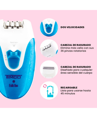 TIMCO DEPILADORA Y RASURADORA AZUL DAMA DS-9610