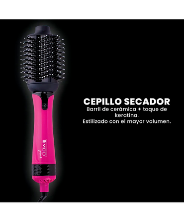 TIMCO CEPILLO REDONDO DE AIRE BARRIL CERAMICA Y KERATINA AJ-809