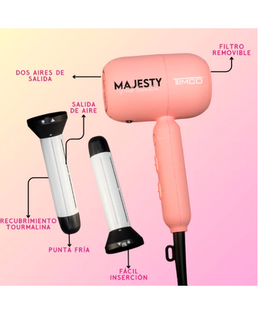 TIMCO MAJESTY PEACH TOURMALINE SECADORA & TENAZA SDD104