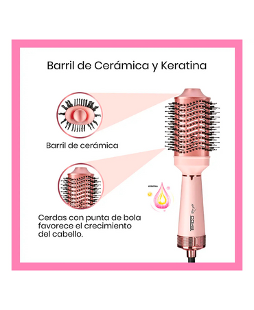TIMCO CEPILLO SECADORA BARRIL DE CERAMICA Y KERATINA AJHB2007 ROSE GOLD
