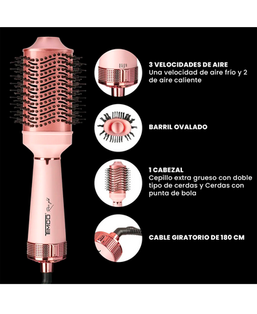 TIMCO CEPILLO SECADORA BARRIL DE CERAMICA Y KERATINA AJHB2007 ROSE GOLD