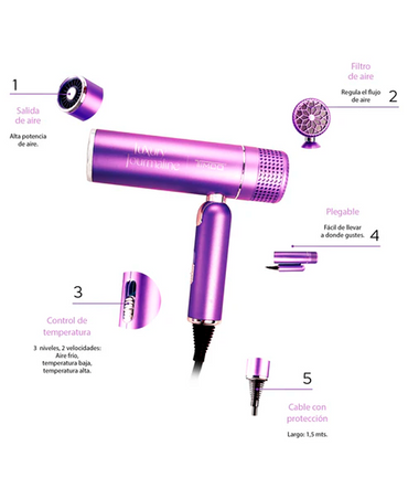 TIMCO SET SECADORA LUXURY PLEGABLE + PLANCHA PURPLE PK-M/ PKMSM3600
