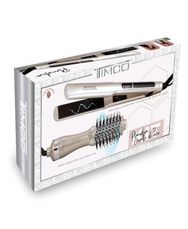 TIMCO KIT 2 EN 1 CEPILLO ALACIADOR AJHB2007/ PLANCHA PARA CABELLO P1098