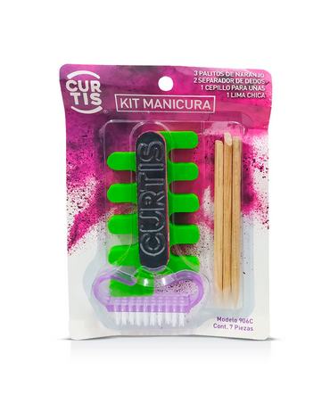 CURTIS KIT MANICURA C/ 7 PZS.(CEPILLO-LIMA-2 SEPARADEDOS-3 PALO NARANJO)