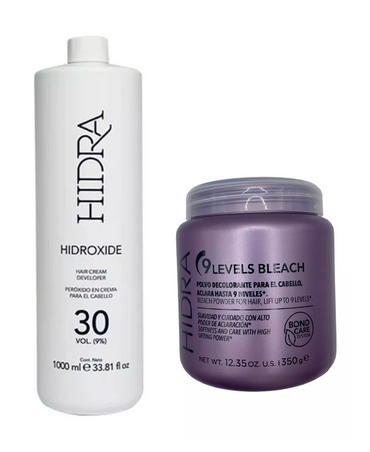 HIDRA BLEACH 9 NIVELES 350 GRS.+ REVELADOR 30 VOL. LT.