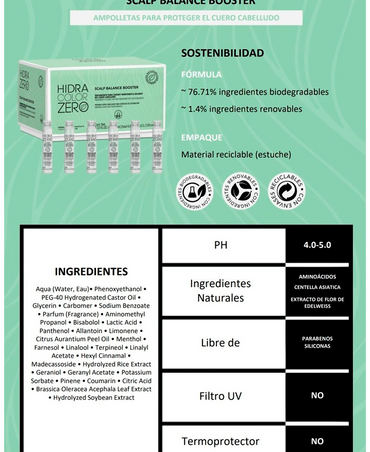 HIDRA ZERO SCALP BALANCE BOOSTER CAJA C/12 PZAS 10 ML. C/U