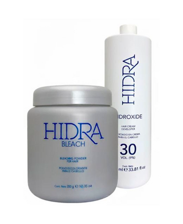 HIDRA BLEACH 7 NIVELES POLVO DECOLORANTE 350 GRS. + REVELADOR 30 VOL. 870 ML.