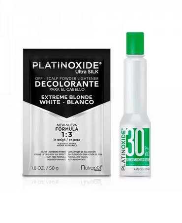 PLATINOXIDE DECOLORANTE ULTRA SILK BLANCO 50 G. + PEROXIDO 135 ML. DC05