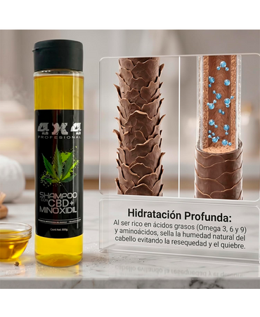 4X4 SHAMPOO CON CBD + MINOXIDIL 500 GRS.