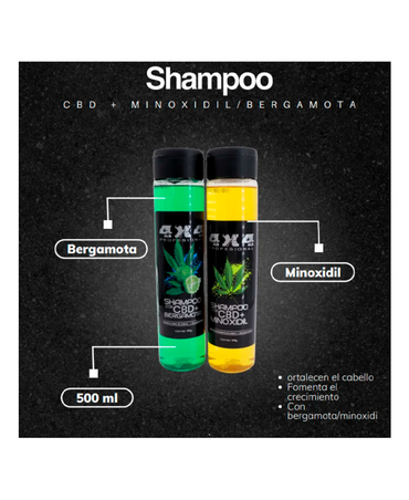 4X4 SHAMPOO CON CBD + MINOXIDIL 500 GRS.